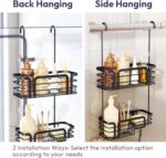 SWTYMIKI Shower Caddy Hanging Organizer - Over the Door Shower Caddy with Soap Holder, 11 Hooks, 2 Installation Ways, Stainless Steel Rustproof Bathroom Organizer, Black - Image 4