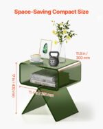 VEVOR Acrylic Nightstand Side Table, Modern Clear End Table with Storage Shelf, Transparent Small Bedside Table for Bedroom, Home Decor, Living Room, No Assembly Needed, Green - Image 4