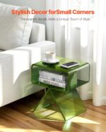 VEVOR Acrylic Nightstand Side Table, Modern Clear End Table with Storage Shelf, Transparent Small Bedside Table for Bedroom, Home Decor, Living Room, No Assembly Needed, Green - Image 5
