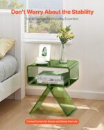 VEVOR Acrylic Nightstand Side Table, Modern Clear End Table with Storage Shelf, Transparent Small Bedside Table for Bedroom, Home Decor, Living Room, No Assembly Needed, Green - Image 6