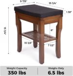 StrongTek Bamboo Shower Bench Seat with Cushion, Shower Stool with Storage Shelf, Lightweight, Non-Slip, Quick-Drain Design, 350 lbs Capacity, Ideal for Bathroom, Spa, Sauna, Living Room - Image 3