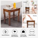StrongTek Bamboo Shower Bench Seat with Cushion, Shower Stool with Storage Shelf, Lightweight, Non-Slip, Quick-Drain Design, 350 lbs Capacity, Ideal for Bathroom, Spa, Sauna, Living Room - Image 4