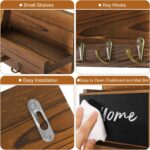 Decorative Key Hanging Rack with 8 Hooks – Easy Install Natural Wooden Key and Mail Holder for Wall Mount – Sunglasses Wallet Holder Entryway Decor with Shelf and Chalkboard (Brown) - Image 4