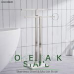 KOKOSIRI Bathroom Towel Racks 2-Tier Standing Towel Bars with Marble Base, Stainless Steel Freestanding Towels Holder, Thicken Steady Design, Brushed Nickel THS0003-BR - Image 3