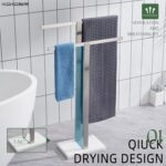 KOKOSIRI Bathroom Towel Racks 2-Tier Standing Towel Bars with Marble Base, Stainless Steel Freestanding Towels Holder, Thicken Steady Design, Brushed Nickel THS0003-BR - Image 4