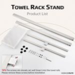 KOKOSIRI Bathroom Towel Racks 2-Tier Standing Towel Bars with Marble Base, Stainless Steel Freestanding Towels Holder, Thicken Steady Design, Brushed Nickel THS0003-BR - Image 8