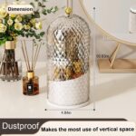 Makeup Brush Holder with Lid，Makeup Brush Storage Box with Diamond Pattern，360 Rotating Waterproof and Dustproof Beauty Brushes Storage for Vanity Bathroom,White - Image 7