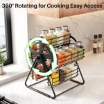 Rotating Spice Rack Organizer for Large Cabinets Kitchen Countertop with Thicken Spice Jars and Labels, Spinning Like Ferris-Wheel, Metal (M) - Image 3