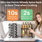 Rotating Spice Rack Organizer for Large Cabinets Kitchen Countertop with Thicken Spice Jars and Labels, Spinning Like Ferris-Wheel, Metal (M) - Image 4