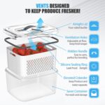 5 Pack Fruit Storage Containers for Fridge - Clear Berry Containers with Colander, Airtight Fridge Organizer Bins with Vent Handle Lids for Refrigerator Organizers and Storage Keep Fresh - Image 4