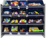 Humble Crew Supersized Toy Storage Organizer with 16 Removable Bins, Grey/Navy – Large Toy Storage for Toddlers Ideal for Kids' Rooms, Playrooms, and Nurseries - Modern Toy Bins for Kids - Image 3