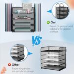 4 Tier Stackable Paper Tray Organizer for Desk, Office Desk Accessories, Paper Sorter Organizer for Letter/A4 Office File Folder Holder (Black, 16.1" x 13.2" x 10.12") - Image 4