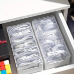 11 Box Cable Organizer Storage Box, Desktop Cable Management with Switch, Power Cord Organizer for Office,Home,Desk Accessories Storage Stationery Supplies and Accessories（Clear） (11 Box) - Image 4