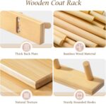 Coat Rack Wall Mount, Wooden Coat Hanger with 5 Hooks, Heavy Duty, Natural, 1 Pcs - Image 4