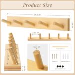 Coat Rack Wall Mount, Wooden Coat Hanger with 5 Hooks, Heavy Duty, Natural, 1 Pcs - Image 5