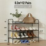 3-Tier Shoe Rack Organlzer, Rustproof lron, Spaclous Shoe Storage Shelf for Closet or Entryway, Fits Sneakers & Slippers, Black - Image 3