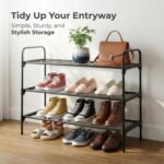 3-Tier Shoe Rack Organlzer, Rustproof lron, Spaclous Shoe Storage Shelf for Closet or Entryway, Fits Sneakers & Slippers, Black - Image 4