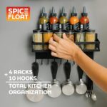 SPICE FLOAT Magnetic Spice Organizer Racks - 4 Premium Metal Racks + 1 Hanging Hook Bar Kitchen Shelf - Seasoning Organizer For Kitchen Appliances (3.94" x 12.2" x 3.15") - Image 4