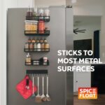 SPICE FLOAT Magnetic Spice Organizer Racks - 4 Premium Metal Racks + 1 Hanging Hook Bar Kitchen Shelf - Seasoning Organizer For Kitchen Appliances (3.94" x 12.2" x 3.15") - Image 5