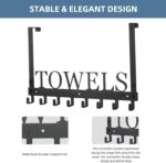 Over The Door Hooks, Towel Rack for Bathroom Towel Holder for Hanging Heavy Duty, Wall Mount Towel Hanger with 8 Hooks for Bedroom Bathroom Pool Kitchen Towels, Bag, Coats, Black - Image 4