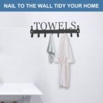 Over The Door Hooks, Towel Rack for Bathroom Towel Holder for Hanging Heavy Duty, Wall Mount Towel Hanger with 8 Hooks for Bedroom Bathroom Pool Kitchen Towels, Bag, Coats, Black - Image 5