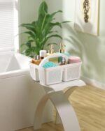 4 PCS Portable Shower Caddy, Integrated Handle, Reinforced Plastic, Organizer Storage Bathroom Supplies and Beauty Products, Cleaning Supplies, Shower Basket for Home, Dorm, Shelf and Cabinet - Image 4