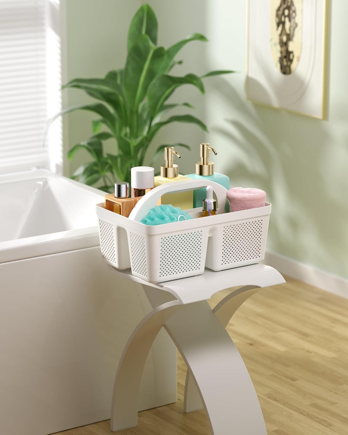 4 PCS Portable Shower Caddy, Integrated Handle, Reinforced Plastic, Organizer Storage Bathroom Supplies and Beauty Products, Cleaning Supplies, Shower Basket for Home, Dorm, Shelf and Cabinet - Image 10