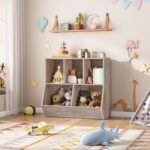 HOOBRO Kids Bookshelf, Bookcase Footboard, Toy Storage Cubby, Children's Toy Shelf, 35.4" L Toy Storage Cabinet, Fit for Children's Room, Playroom, Hallway, Kindergarten, Greige BG32CW01 - Image 3