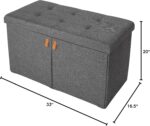 Seville Classics Cushioned Fabric Ottoman Hidden Storage Chest Footrest Chair, Padded Seat for Bedroom, Dorm, Loft, Living Room, Entryway, Hallway, Modern Gray, 33" Shoe Bench w/ Door - Image 4