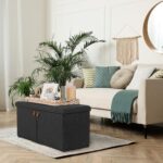 Seville Classics Cushioned Fabric Ottoman Hidden Storage Chest Footrest Chair, Padded Seat for Bedroom, Dorm, Loft, Living Room, Entryway, Hallway, Modern Gray, 33" Shoe Bench w/ Door - Image 7