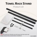 KOKOSIRI Bathroom Towel Racks 2-Tier Standing Towel Bars with Marble Base, Stainless Steel Freestanding Towels Holder, Thicken Steady Design, Matte Black THS0003-BK - Image 8