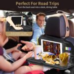 LUCMO Car Backseat Organizer with Tablet Holder,6 Storage Pockets Car Storage Organizer with Foldable Food Tray,Protectors Kick Mats Travel Accessories-Black - Image 8
