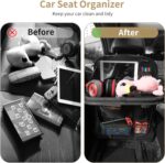 LUCMO Car Backseat Organizer with Tablet Holder,6 Storage Pockets Car Storage Organizer with Foldable Food Tray,Protectors Kick Mats Travel Accessories-Black - Image 9