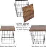 End Tables Set of 2 - Nesting Tables with Removable Wood Tops and Metal Basket Bases for Blanket Storage - Square Side Furniture for Living Room, Bedroom, or Home Office by Lavish Home (Brown) - Image 4
