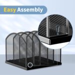5-Section Vertical Desktop Organizer, 5-Section Mesh File Folder Stand Sorter for Office Home Classroom Organization (1, Black) - Image 5