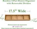 Lipper International Bamboo Drawer Organizer with 3 Removable Dividers, Brown - Image 3