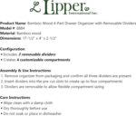 Lipper International Bamboo Drawer Organizer with 3 Removable Dividers, Brown - Image 4