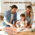 Egg Holder for Fridge,Automatic Rolling Egg Container for Refrigerator,Clear Stackable Egg Organizer with Removable Lid for Fridge Organizers and Storage,2 pack - Image 3