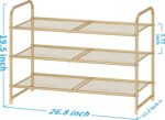 Simple Trending 3-Tier Stackable Shoe Rack, Expandable & Adjustable Shoe Shelf Storage Organizer, Metal Mesh, Gold - Image 4