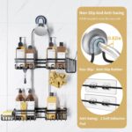 KEGII Shower Caddy Hanging for Handheld Showerheads, Rustproof Hanging Shower Organizer with Soap Dish, Toothbrush Holder and Hooks, Over Showerhead Caddy for Bathroom - Image 3