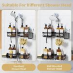 KEGII Shower Caddy Hanging for Handheld Showerheads, Rustproof Hanging Shower Organizer with Soap Dish, Toothbrush Holder and Hooks, Over Showerhead Caddy for Bathroom - Image 4