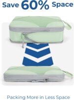 BAGSMART Compression Packing Cubes for Travel, Compressible Luggage Organizer for Cruise Ship, Lightweight Travel Essentials 6-Pack 1L+2M+2S+1Shoe Bag, Fruit Green - Image 4