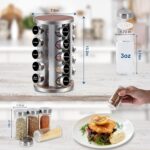 WAYDA Rotating Spice Rack Organizer, 20 Jars Revolving Seasoning Organizer for Cabinet, Stainless Steel Spice Tower for Kitchen Countertop with Reuseable Labels and Funnel - Image 3