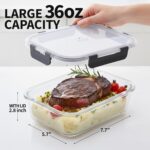 Zulay Kitchen 5 Piece Large Glass Tupperware Container Set with Lids - Premium BPA Free Borosilicate Glass Food Storage Containers - Leak-Proof Meal Prep - Microwave, Freezer & Oven Safe - Gray - Image 3