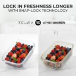 Zulay Kitchen 5 Piece Large Glass Tupperware Container Set with Lids - Premium BPA Free Borosilicate Glass Food Storage Containers - Leak-Proof Meal Prep - Microwave, Freezer & Oven Safe - Gray - Image 4