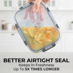 Zulay Kitchen 5 Piece Large Glass Tupperware Container Set with Lids - Premium BPA Free Borosilicate Glass Food Storage Containers - Leak-Proof Meal Prep - Microwave, Freezer & Oven Safe - Gray - Image 5