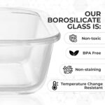 Zulay Kitchen 5 Piece Large Glass Tupperware Container Set with Lids - Premium BPA Free Borosilicate Glass Food Storage Containers - Leak-Proof Meal Prep - Microwave, Freezer & Oven Safe - Gray - Image 6