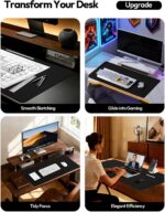 YSAGi Leather Office Desk Pad Protector, Large Mouse Pad, Non-Slip, PU Leather, Laptop Desk Blotter, Waterproof Writing Pad for Office and Home, Black, 23.6" x 13.8" - Image 3