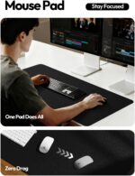 YSAGi Leather Office Desk Pad Protector, Large Mouse Pad, Non-Slip, PU Leather, Laptop Desk Blotter, Waterproof Writing Pad for Office and Home, Black, 23.6" x 13.8" - Image 4