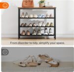 HOOBRO Shoe Rack with 3 PU Shelves, 4-Tier Shoe Storage Organizer for Closet and Entryway, Holds 9-12 Pairs of Shoes, Sturdy Metal Frame, Small Spaces, Rustic Brown and Black BF94XJ01 - Image 5